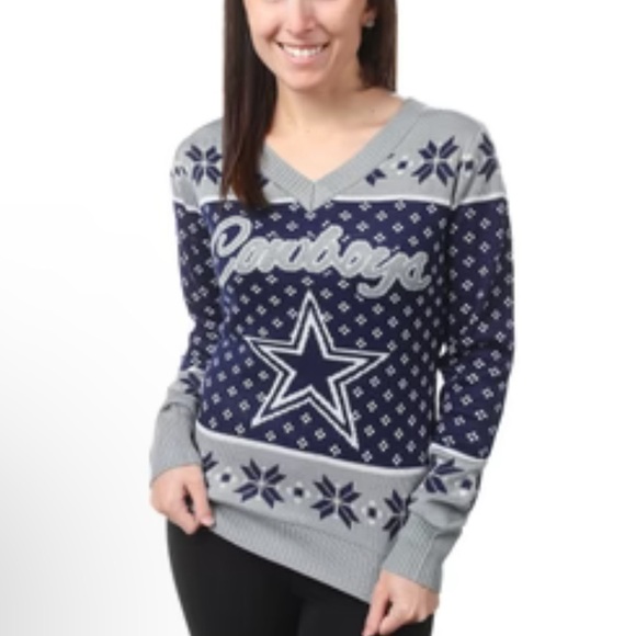 NFL Dallas Cowboy's Christmas Sweater Size Small V-neck - Picture 2 of 11